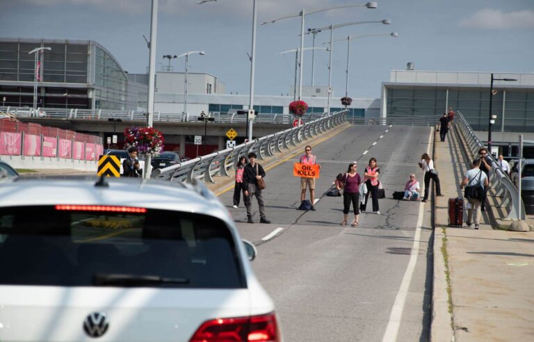 Environmental activists cause traffic jam at Montreal airport