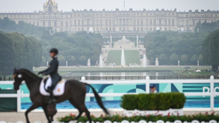 In Versailles, the equestrian public suffered from the rain for the first event of the Olympic event