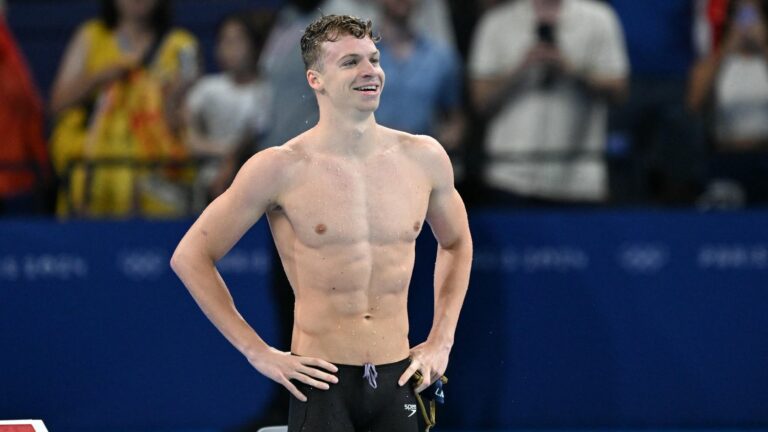 Léon Marchand’s first reaction after his historic double