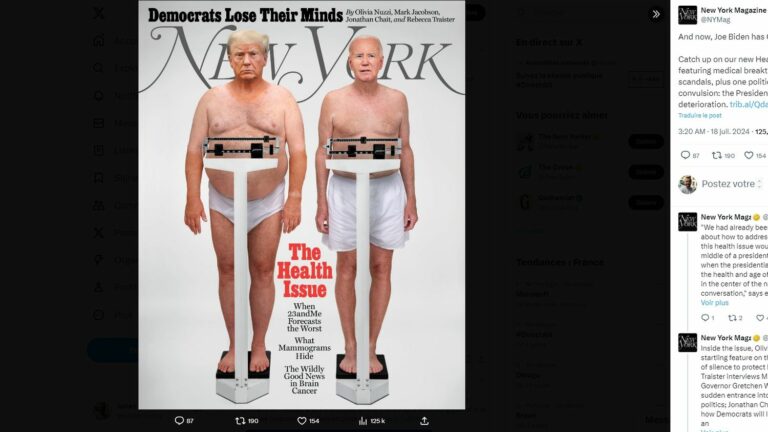 New York Magazine cover featuring Donald Trump and Joe Biden in their underwear sparks controversy