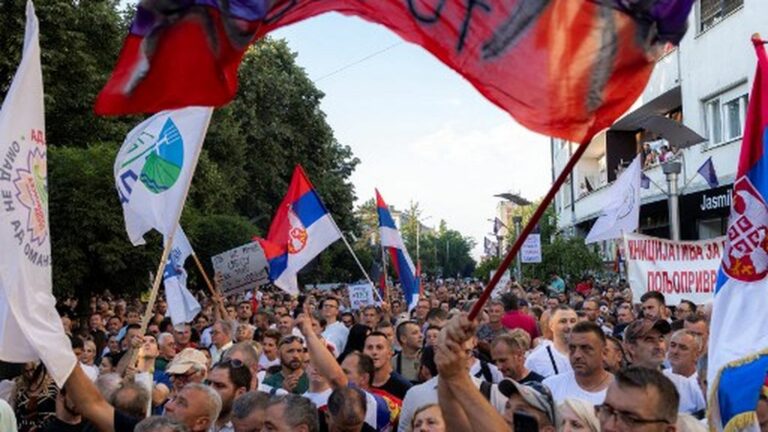 Thousands of people protest against Rio Tinto’s lithium mine project in Serbia