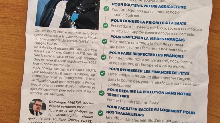 an RN-LR candidate in Haute-Savoie poses with his magistrate’s robe on a leaflet, his opponent alerts the courts