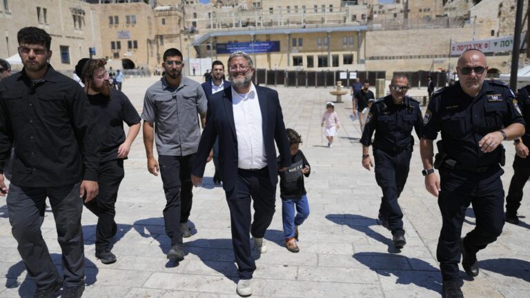 A far-right Israeli minister leads a prayer at the Esplanade of the Mosques in Jerusalem