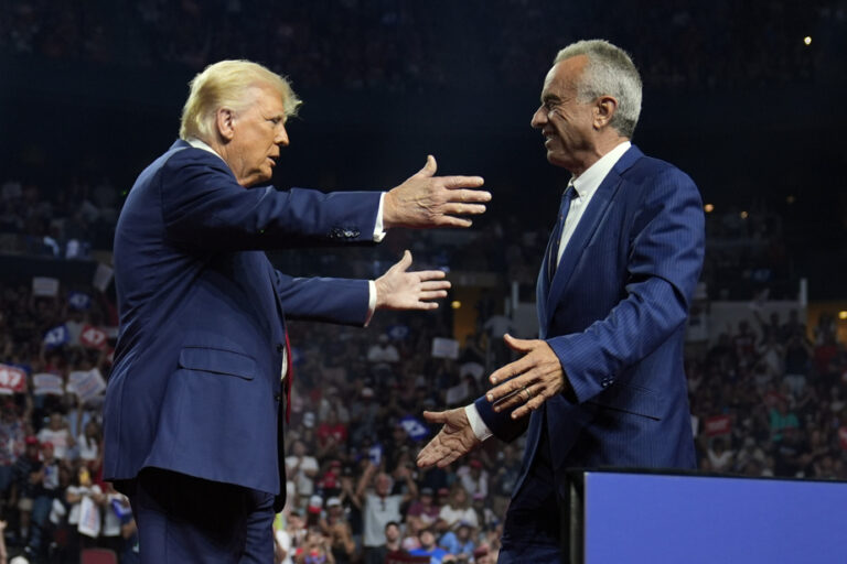 After throwing in the towel, Robert F. Kennedy Jr. appears with Trump