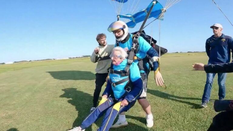 At 102, she parachutes for the first time