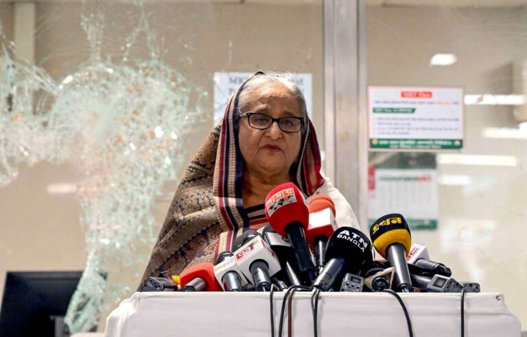 Bangladesh Prime Minister Sheikh Hasina leaves her palace