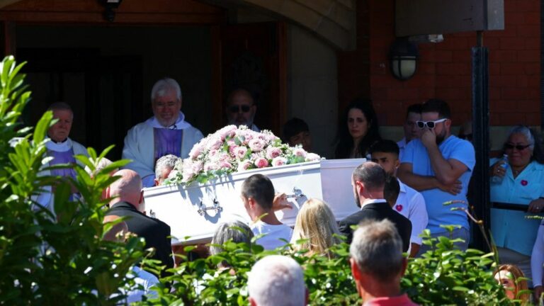 Crowds and emotion at the funeral of a little girl killed in the Southport attack