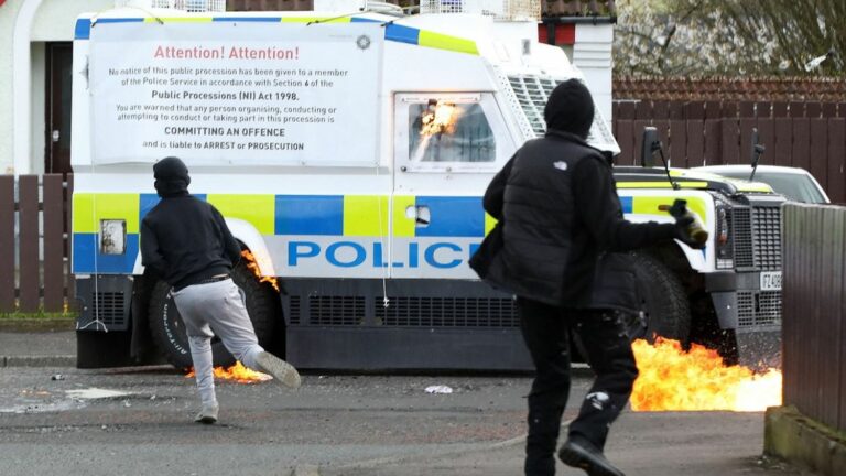 In Northern Ireland, 10 police officers were injured in clashes with young republicans after a unionist march.