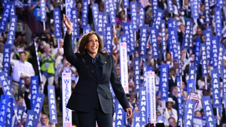 Kamala Harris accepted the Democratic nomination at a festive convention