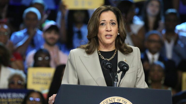 Kamala Harris tries to distance herself from Donald Trump with a left-leaning economic program