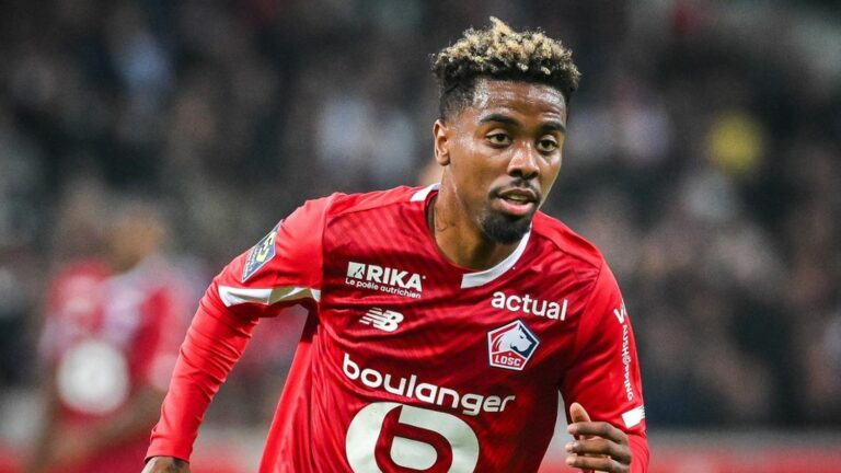 Lille’s Angel Gomes taken off on a stretcher after a major head injury during the match against Reims