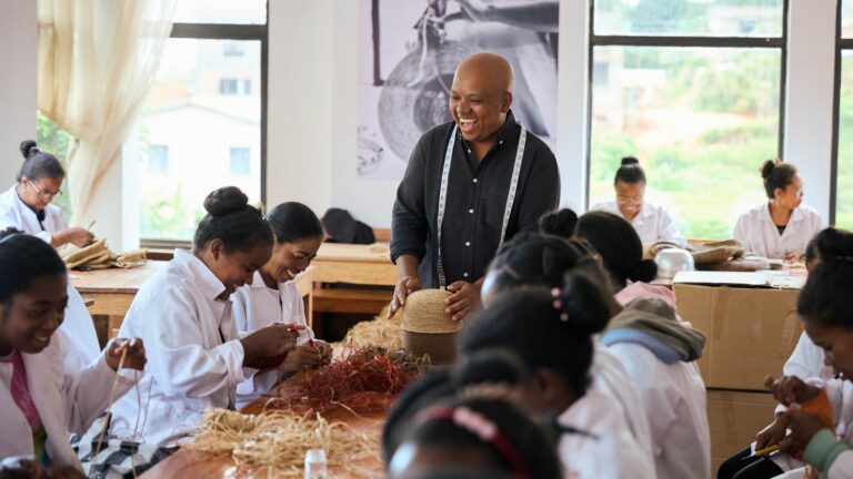 Liva Ramanandraibe, founder of the Ibeliv brand, promotes raffia from Madagascar