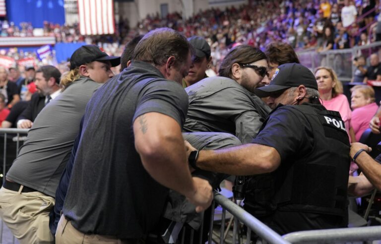 Man arrested after storming into press area at Donald Trump rally