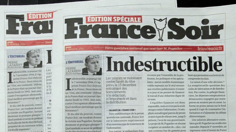 The France-Soir website loses its status as an online press service