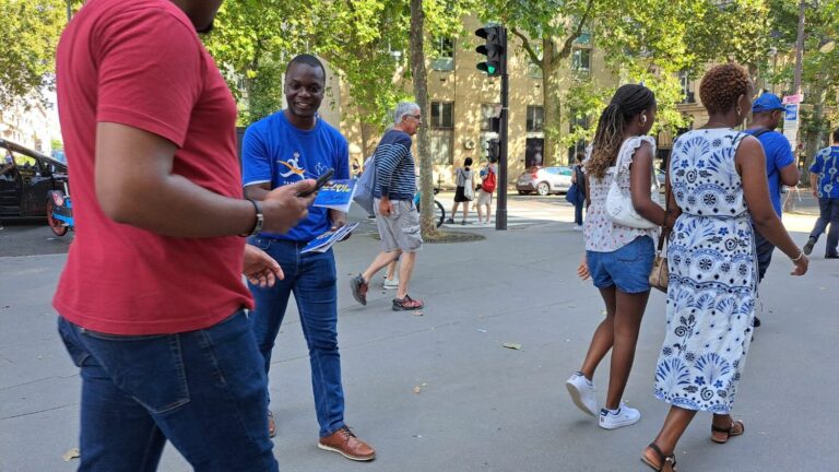 What is this religious booklet distributed near the Paris Olympics sites?