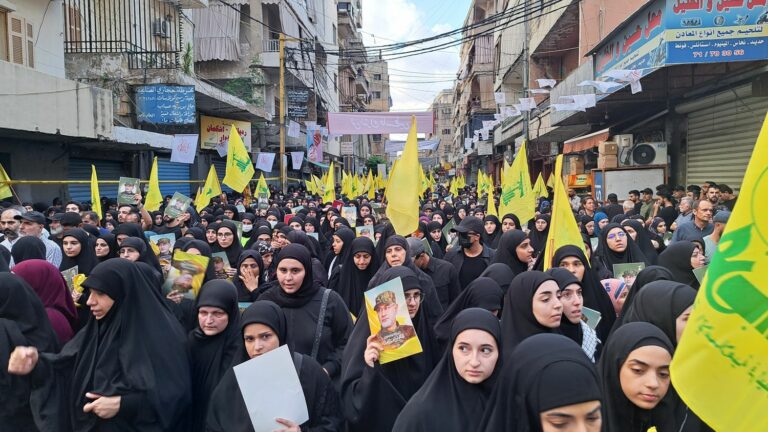 At the funeral of Hezbollah’s number 3, militants show their determination