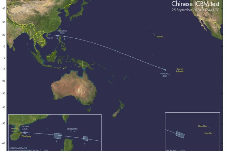 China fires nuclear-capable missile into Pacific, device falls near French Polynesia