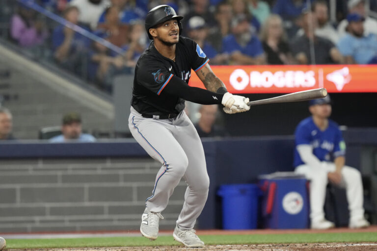 Miami Marlins | Dane Myers helps his team win 8-1 over the Toronto Blue Jays