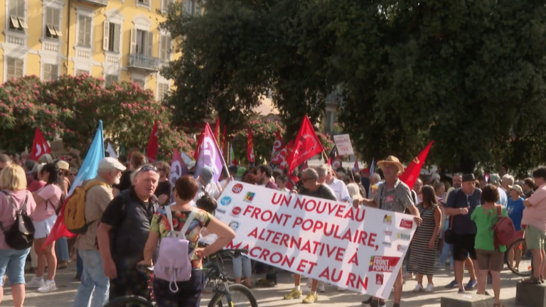 People from Nice demonstrate at the call of the Insoumis against the “coup de force” of Emmanuel Macron