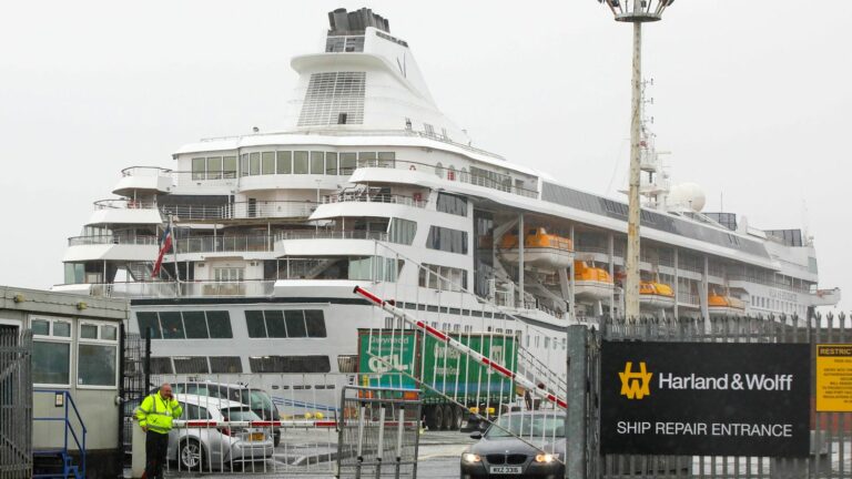 The “Odyssey” will be able to begin its three and a half year cruise around the world, after being stuck in Belfast for four months