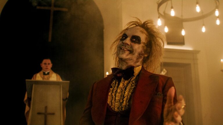 pure Tim Burton for the return of his undertaker clown