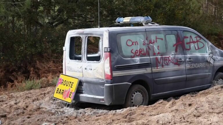 A demonstration against the high-speed line degenerates in Gironde