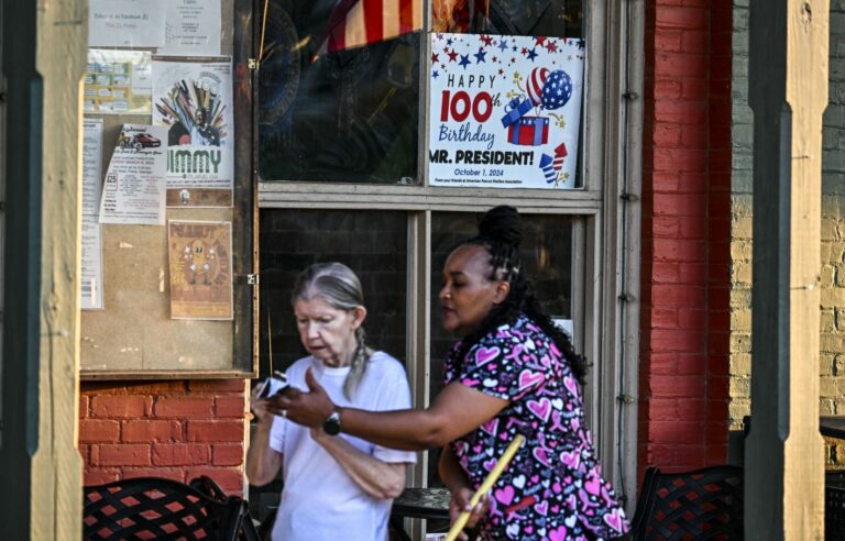 Former Democratic President Jimmy Carter celebrates his 100th birthday in Plains, Georgia