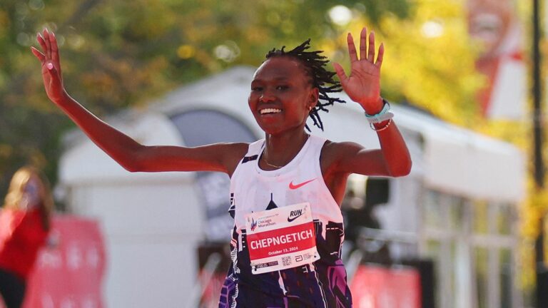 Kenyan Ruth Chepngetich smashes the world record in Chicago and becomes the first woman to go under 2h10