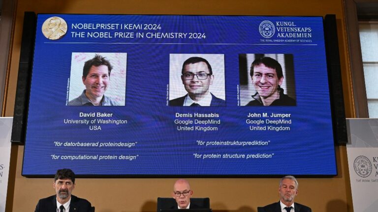 The Nobel Prize in Chemistry is awarded to the Americans David Baker and John Jumper, as well as the British Demis Hassabis, for their research on protein structures