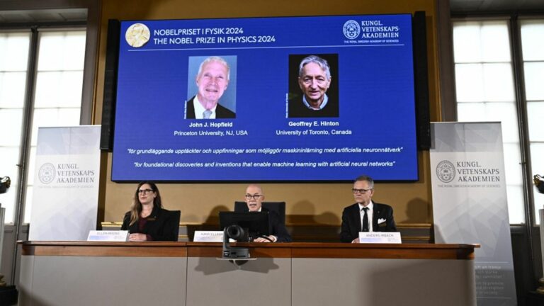 the American John Hopfield and the British-Canadian Geoffrey Hinton rewarded for their work on artificial intelligence and machine learning