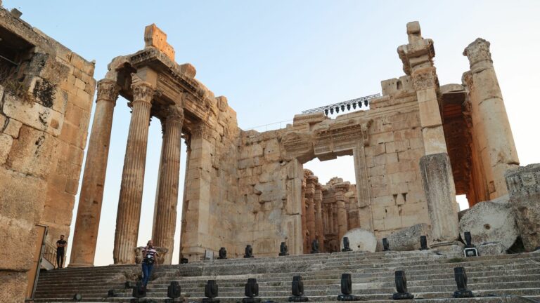 the surroundings of the Baalbeck archaeological site targeted by an Israeli strike