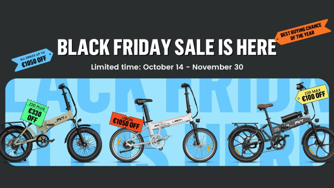 Save Up to 1,050 Euros on E-Bikes This Black Friday at PVY with Exclusive Discount Codes