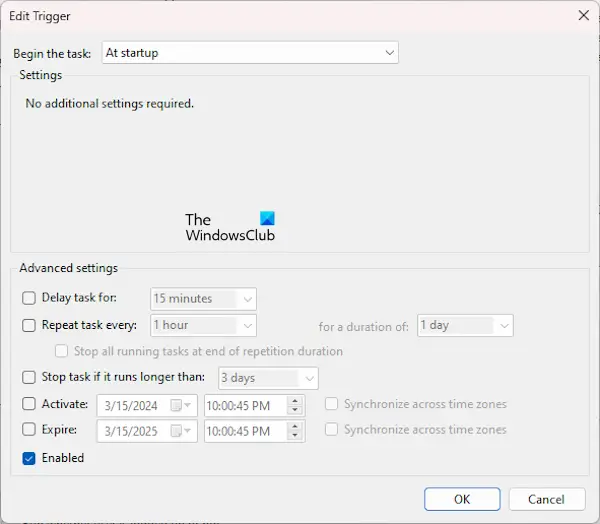 Configurer le déclencheur pour exécuter Outlook au démarrage
