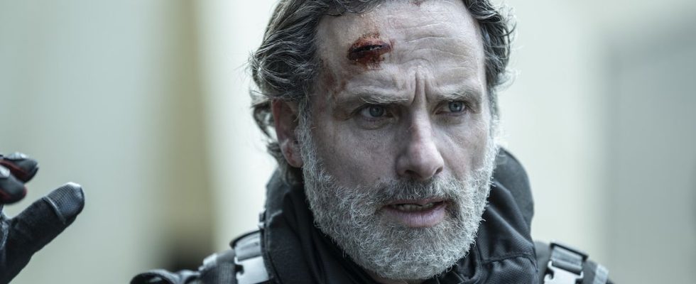 Rick with cut forehead in The Walking Dead: The Ones Who Live finale