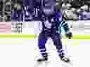 Le défenseur des Maple Leafs de Toronto Morgan Rielly célèbre après une victoire en prolongation le mois dernier.