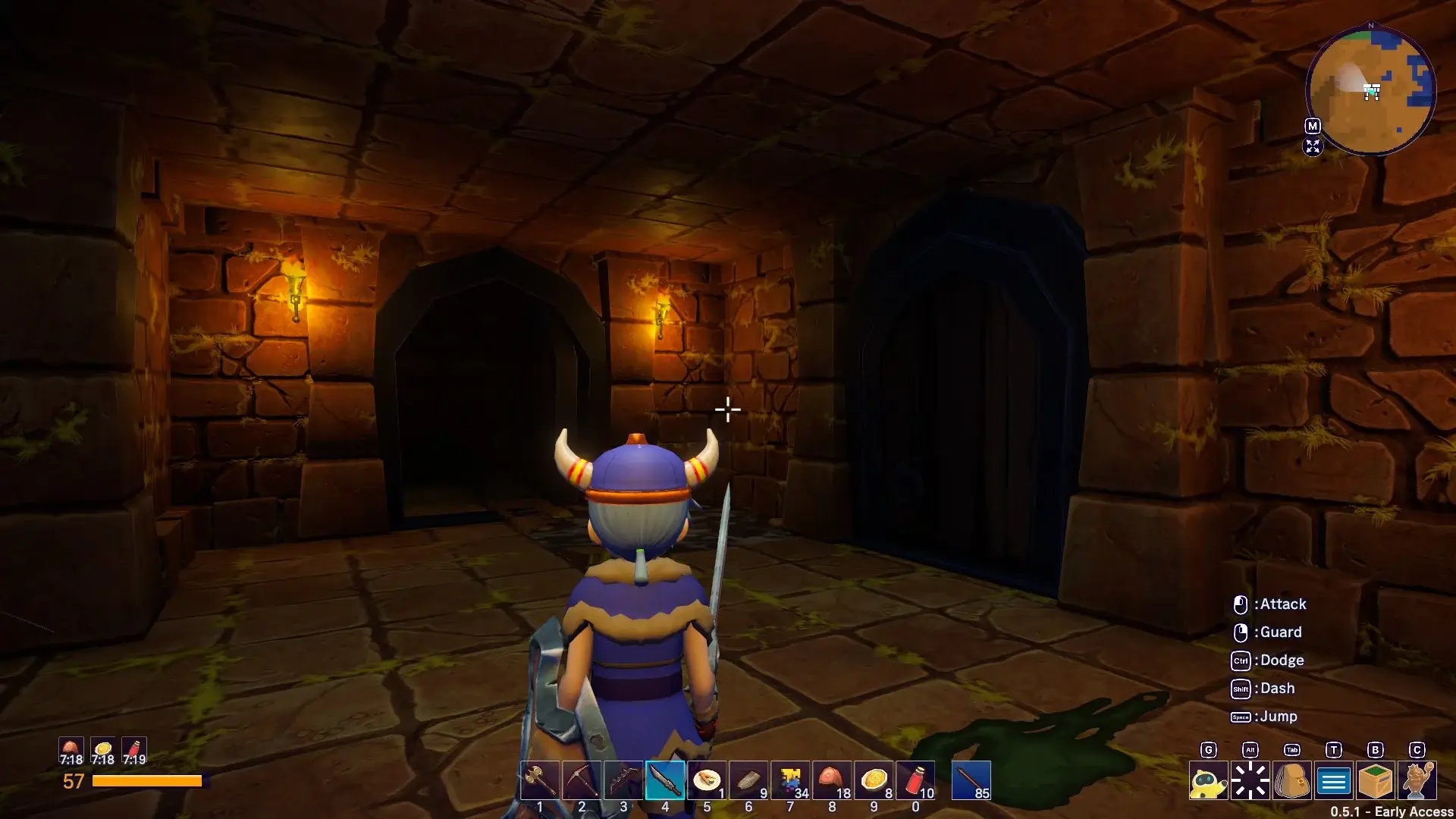 À l’intérieur d’un des donjons de la nature.  Le personnage du joueur possède un équipement amélioré.