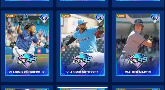 Three Real 99 cards in MLB The Show 24, including one for Vladimir Guerrero Jr.