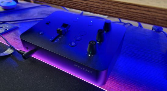 Yamaha ZG02 on a gaming desk under blue RGB lighting