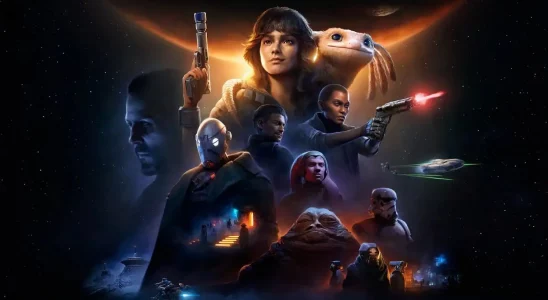 Star Wars Outlaws Ultimate Edition art main cast in space