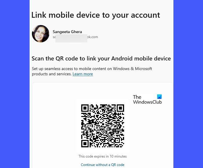 Code QR pour relier Windows et Android