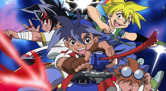 Promotional poster for the original Beyblade series