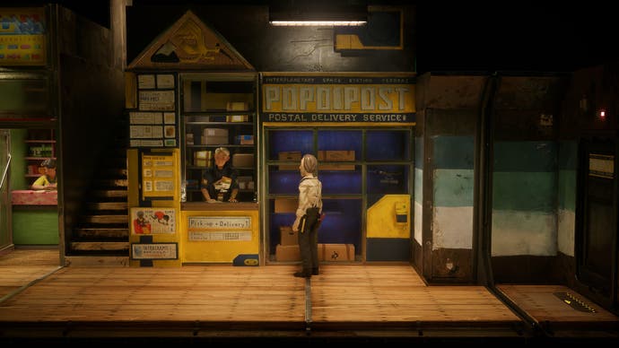Capture d'écran de Harold Flétan montrant Harold devant le bureau de poste de Buddy