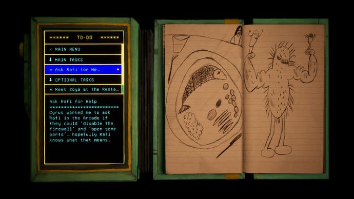 Capture d'écran de Harold Flétan montrant la liste des tâches à faire dans le jeu