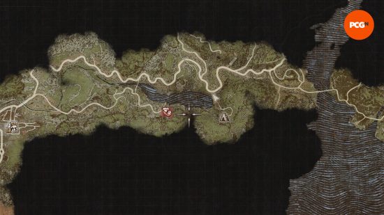 Une carte montrant les emplacements actuels de tous les fragments de Wakestone de Dragon's Dogma 2 dans la zone locale.