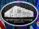 Un panneau du ministère américain de la Justice est visible, le 18 novembre 2022, à Washington.