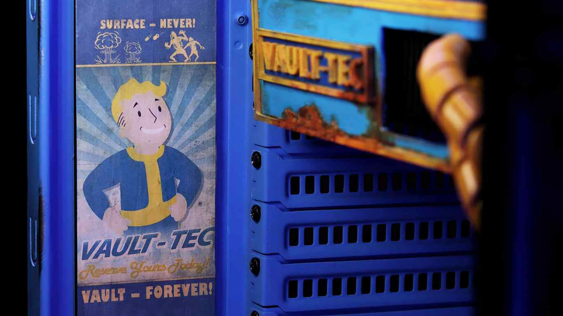 Version PC de jeu Fallout : image Vault Boy à l'intérieur du PC