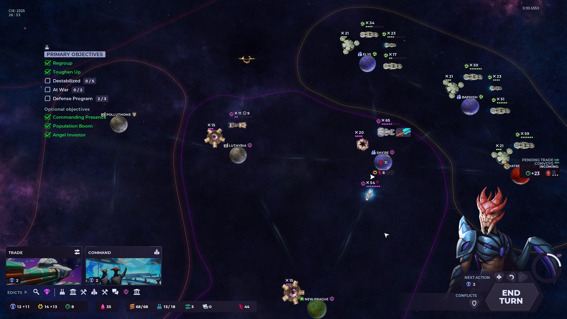 Test du Nexus 5X : une photo de l'espace, la superposition de fin de tour du jeu et une créature extraterrestre.