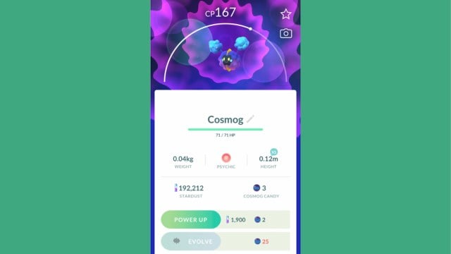 Cosmog dans Pokémon Go
