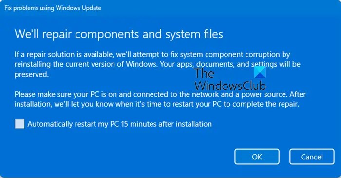 Réinstallez Windows à l'aide de Windows Update