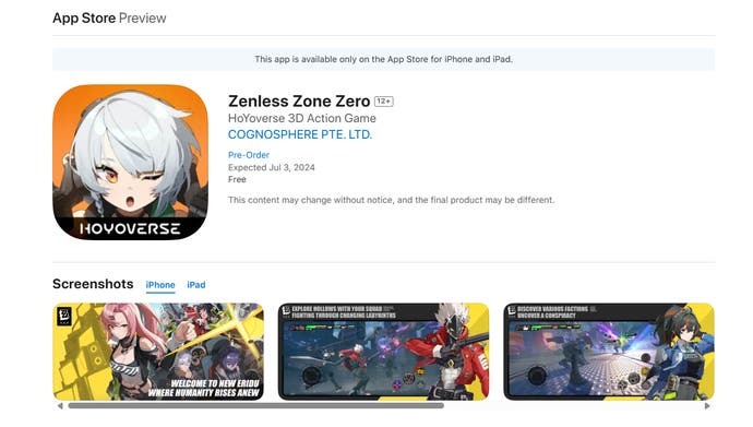 Zenless Zone Zero date de sortie en ligne